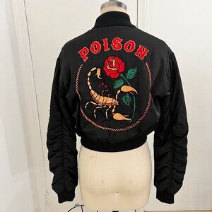 Poster Girl Black Bomber Jacket with Poison/Scorpion Embroidered Motif Size XS